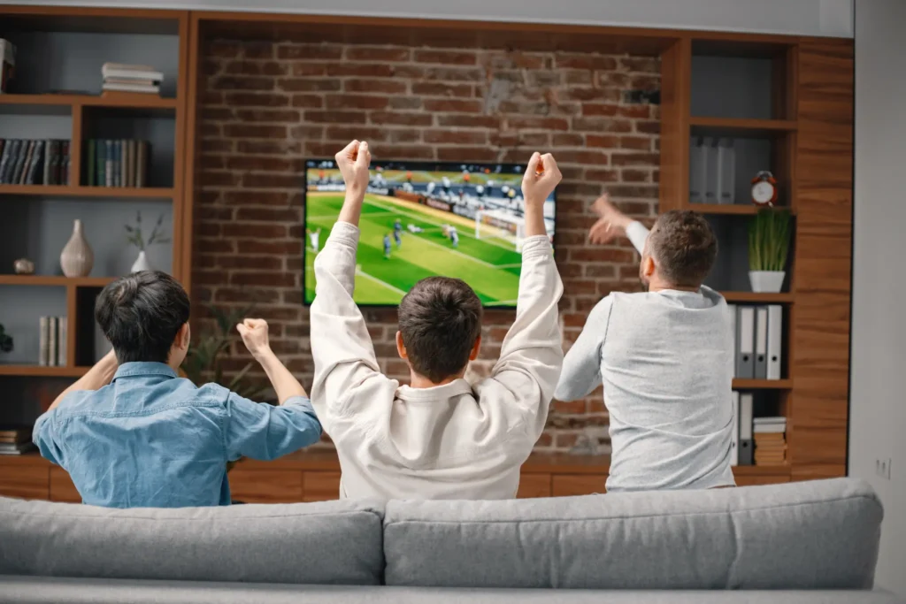 Deutsch IPTV Benutzeroberfläche mit deutschen und portugiesischen Sendern auf einem Smart TV